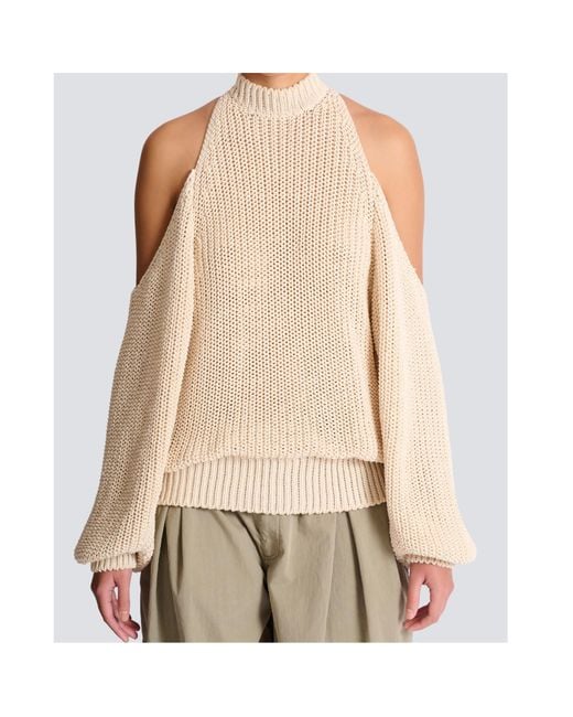 Balmain Natural Cotton High-Neck Sweater