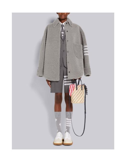 Thom Browne Gray 4-Bar Stripe Tailored Shorts