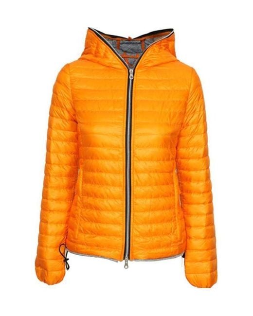 Duvetica Orange Quilted Hooded Down Jacket