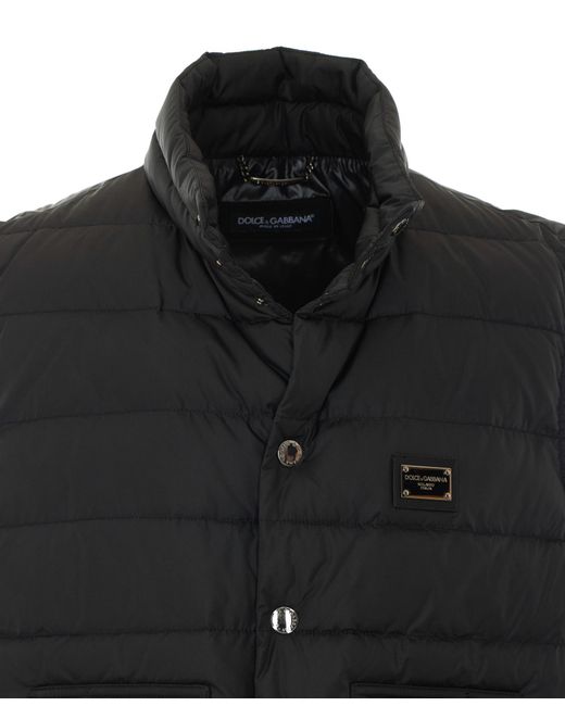 Dolce & Gabbana Black Logo Plate Padded Gilet for men