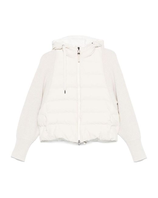 Brunello Cucinelli White Hooded Down Jacket