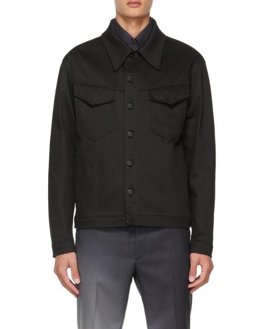 Fendi Black Roma Logo Denim Jacket for men