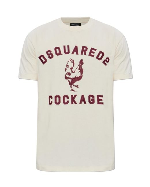 DSquared² White Rooster Logo T-Shirt for men