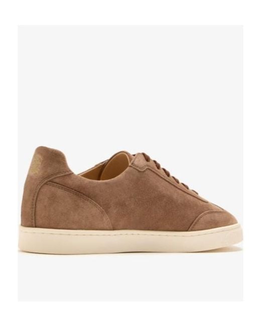 Brunello Cucinelli Brown Round Toe Lace-Up Sneakers for men