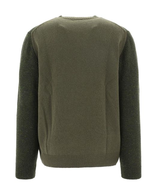 Woolrich Green Panelled Wool Jumper for men