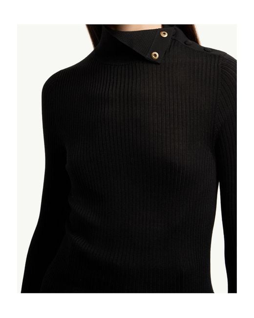 Moncler Black Ribbed Turtleneck Knitted Top
