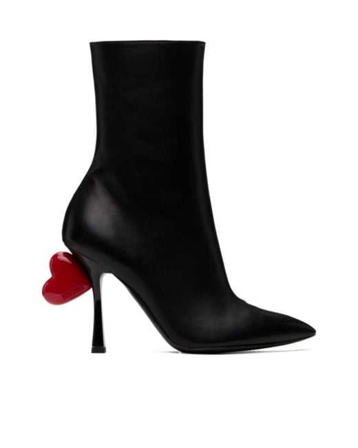 Moschino Black Pointed Toe Ankle Boots