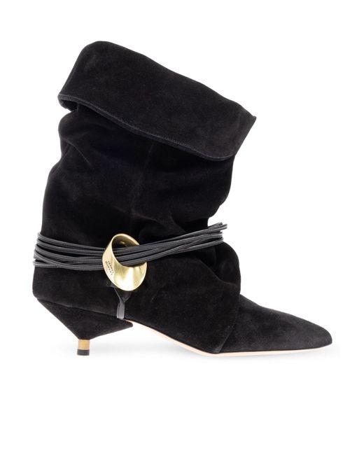 Isabel Marant Black Suede Heeled Ankle Boots 'Edrika'