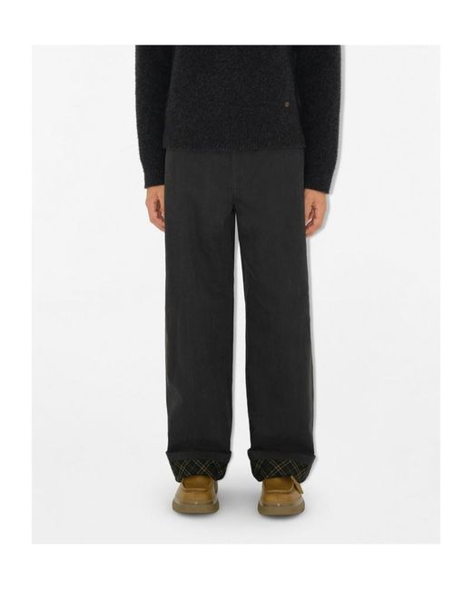 Burberry Black Logo Embroidered Straight Leg Trousers for men