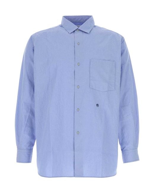 Nanamica Blue Regular Collar Shirt for men