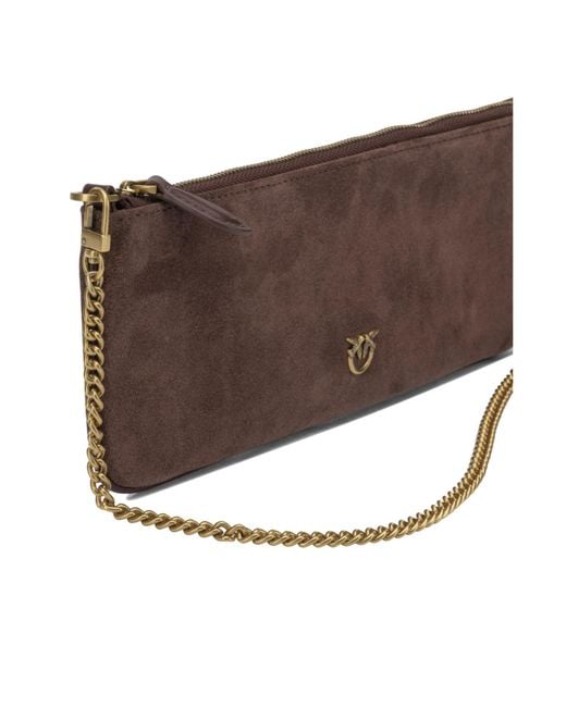 Pinko Brown Zip-Top Clutch