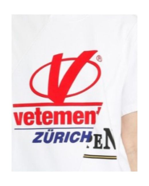 Vetements White Logo Printed T-Shirt With Round Neck for men