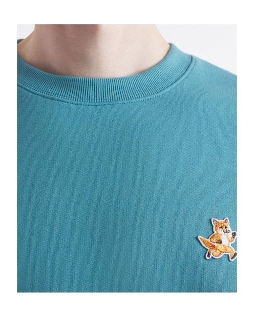 Maison Kitsuné Blue Maison Kitsuné Speedy Fox Patch Crewneck Sweatshirt for men