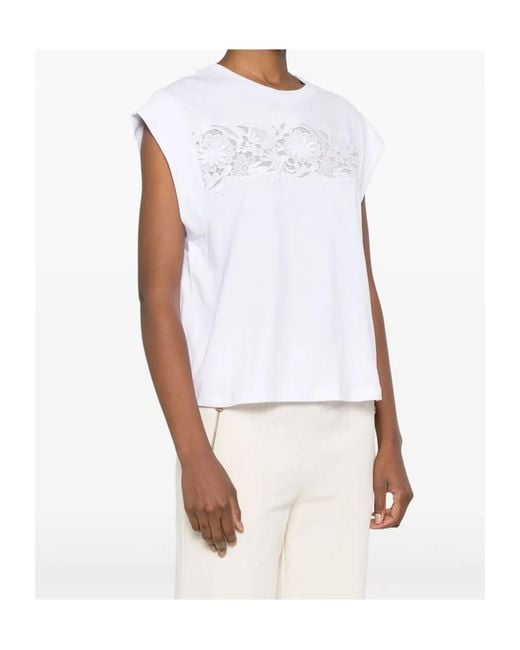 Twinset White Floral-Appliqué Crewneck T-Shirt