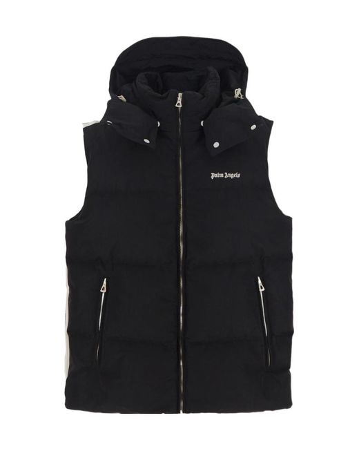 Palm Angels Black Logo Printed Padded Vest for men