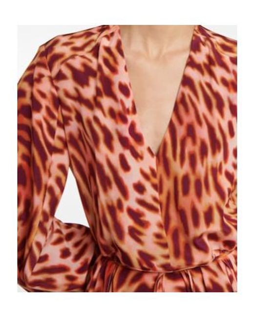 Stella McCartney Red Cheetah-Print Silk Maxi Dress