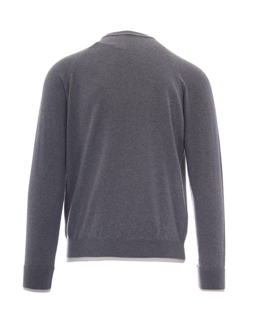 Eleventy Gray Wool Crew-Neck Sweater for men