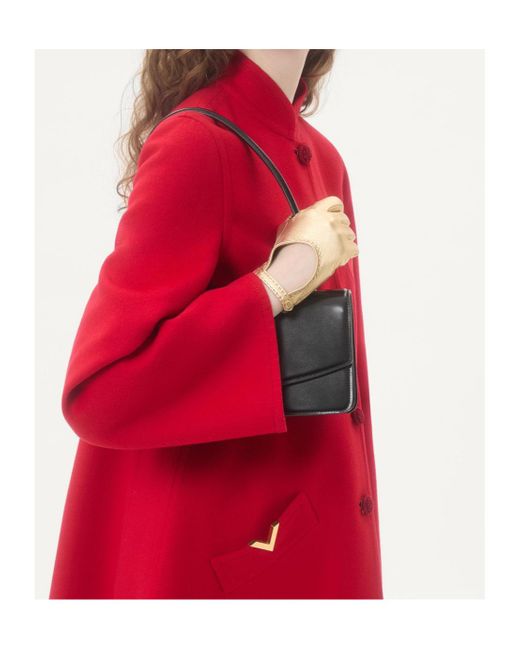 Valentino Red Button-Up A-Line Hem Coat