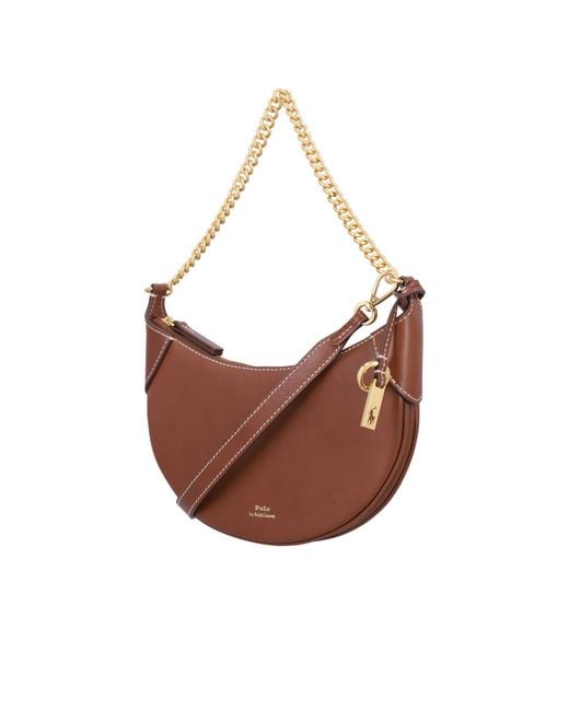 Polo Ralph Lauren Brown Small Logo-Stamp Chained Crossbody Bag