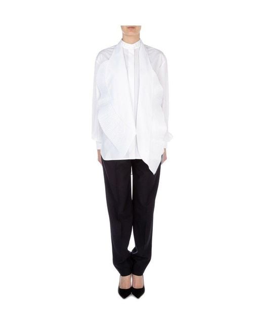 Givenchy White Scarf-Neck Poplin Blouse
