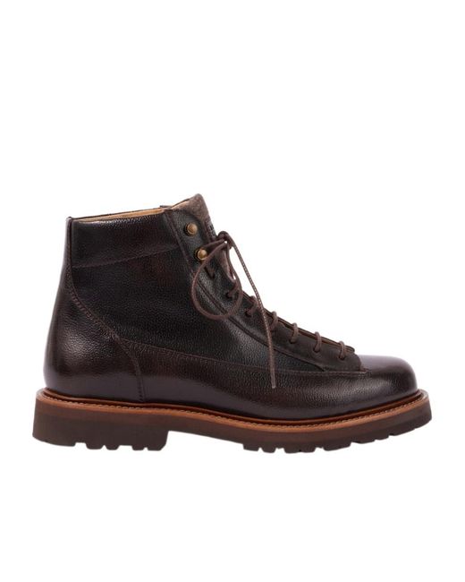 Brunello Cucinelli Brown Leather Lace-Up Boots for men