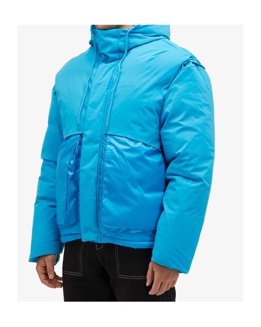 Represent Blue Layered Hooded Puffer for men