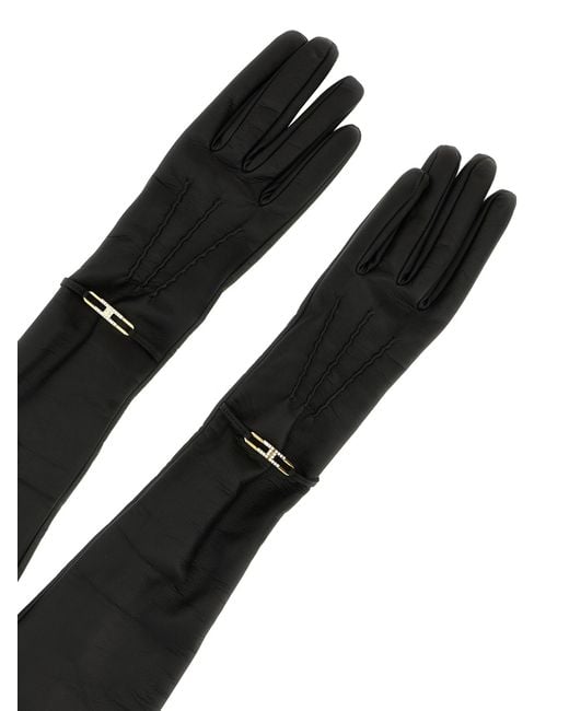 Elisabetta Franchi Black Five-Finger Gloves