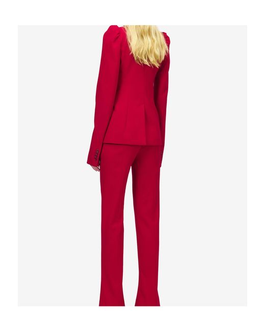 McQueen Red T-Bar Detailed Single Breasted Blazer