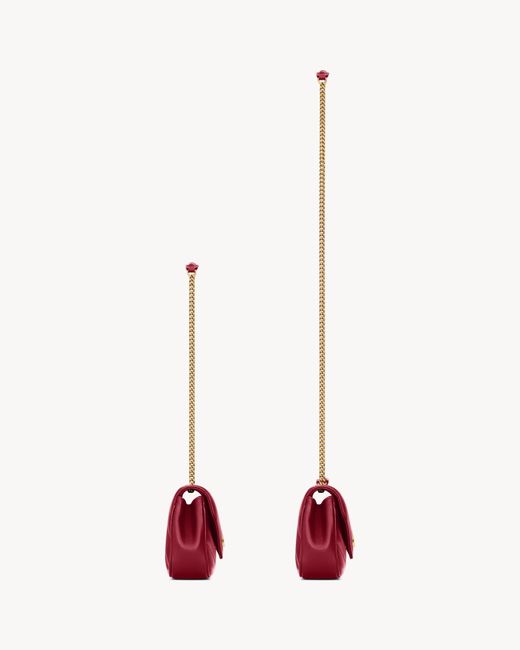 Saint Laurent Red Loulou Foldover Top Mini Shoulder Bag