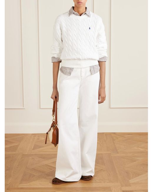 Polo Ralph Lauren White Long-Sleeved Crewneck Jumper