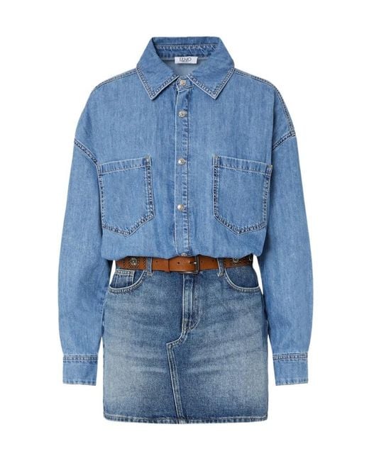 Liu Jo Blue Short Denim Dress With Belt