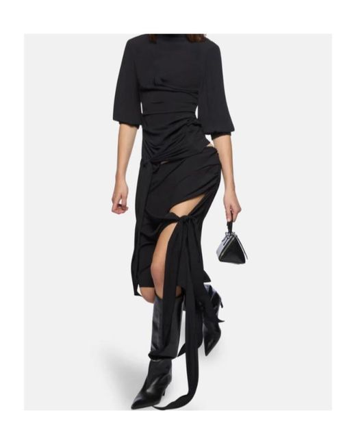 The Attico Black The Draped Midi Skirt
