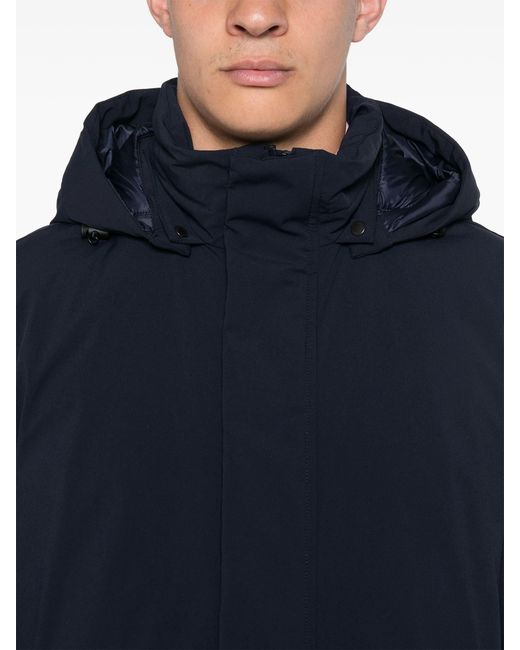 Woolrich Blue Padded Detachable Hooded Jacket for men