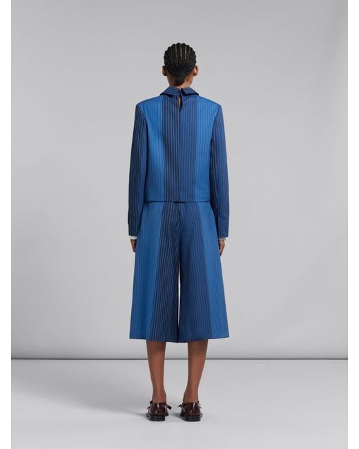 Marni Blue Pinstriped Shirt Jacket