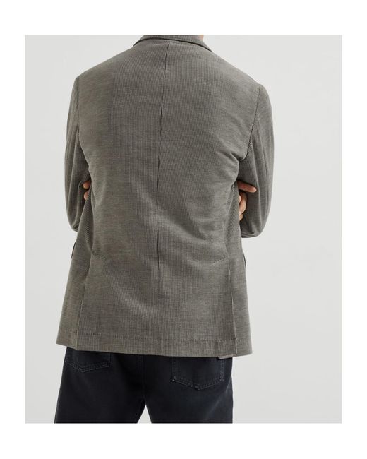 Brunello Cucinelli Gray Striped Blazer for men