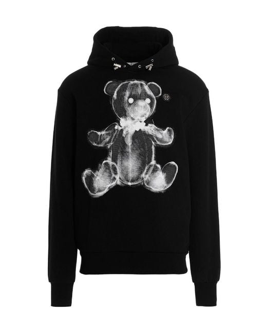Philipp Plein Black Rx Teddy Bear Hooded Sweater for men