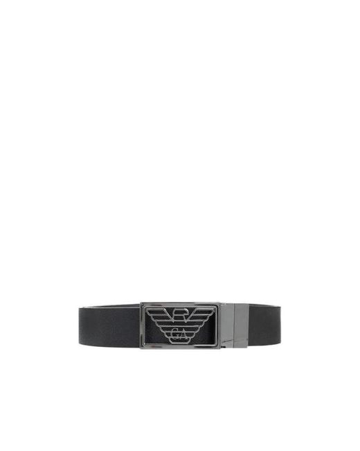 Emporio Armani White Logo-Buckle Detailed Belt for men