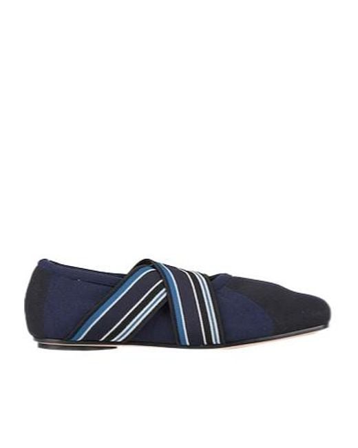 Sportmax Blue Color-Blocking Decorated Flat Shoes