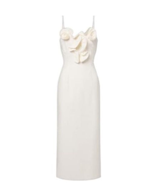 Magda Butrym White Floral-Appliqué Cotton Midi Dress