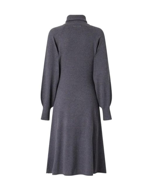 Pinko Gray Roll-Neck Balloon-Sleeve Dress
