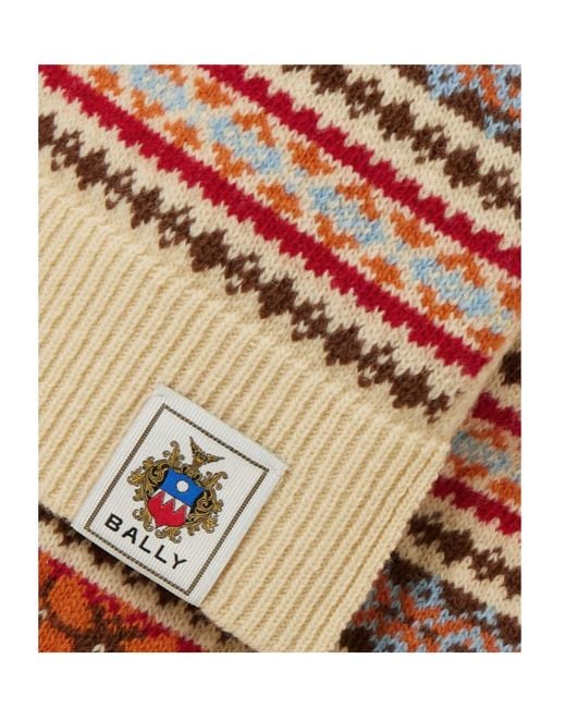 Bally Red Fair Isle Wool Scarf