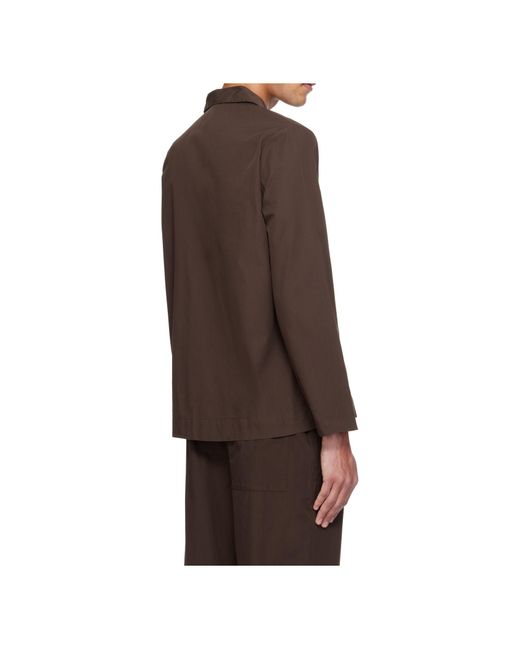 Tekla Brown Long-Sleeved Pajama Shirt for men