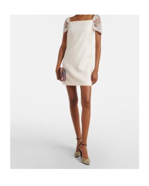 Valentino White Crepe Couture Embellished Minidress