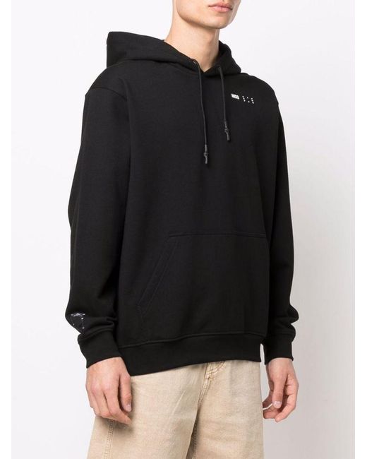 McQueen Blue Logo-Embroidered Cotton Hoodie for men