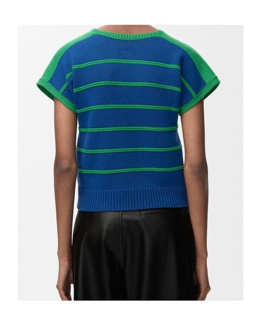 Loewe Green Striped Cropped Knitted Top