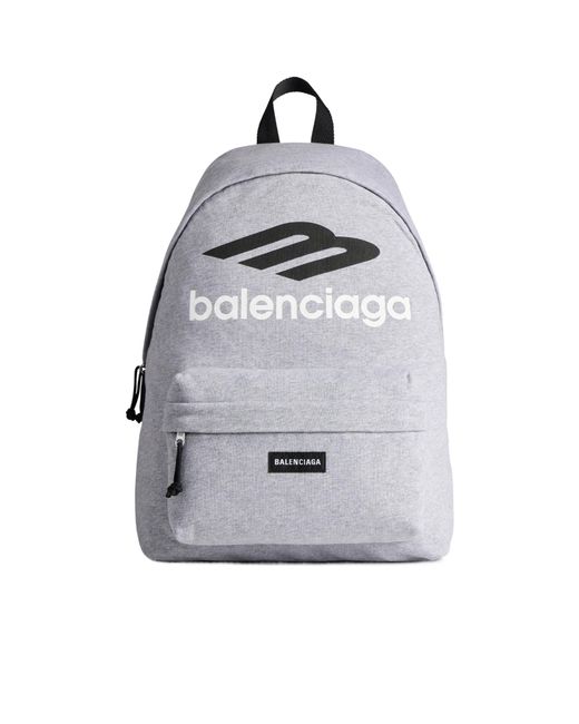 Balenciaga Gray Logo Printed Backpack for men