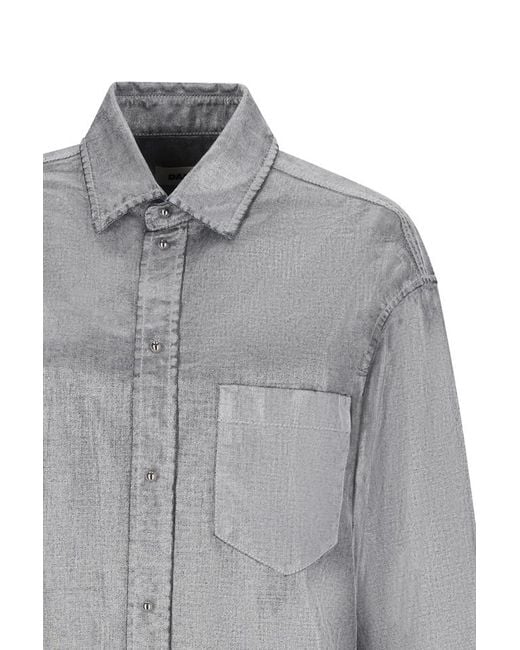 DARKPARK Gray Anne Flock Denim Lurex Tailored Shirt