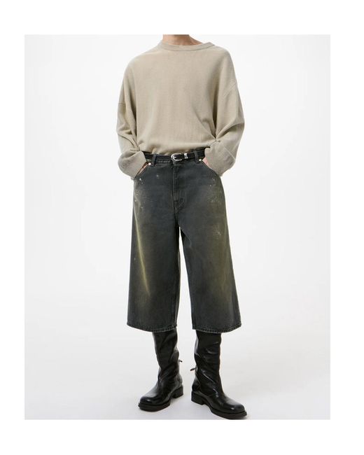 Our Legacy Gray Capri Wide-Leg Denim Shorts for men