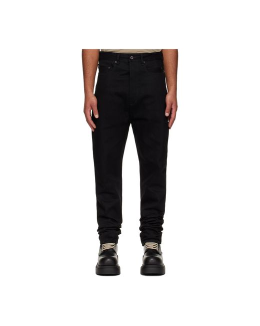 Rick Owens Black Concordians Collapse Long Jeans for men