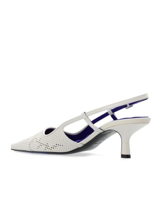 Burberry White Chisel Slingback Square-Toe Pumps